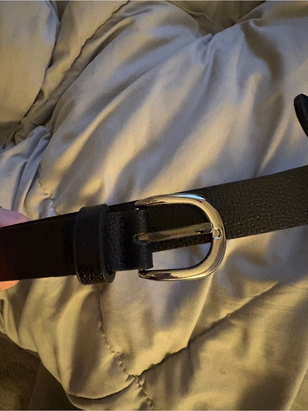 Classic Black Leather Belt with Silver Buckle
